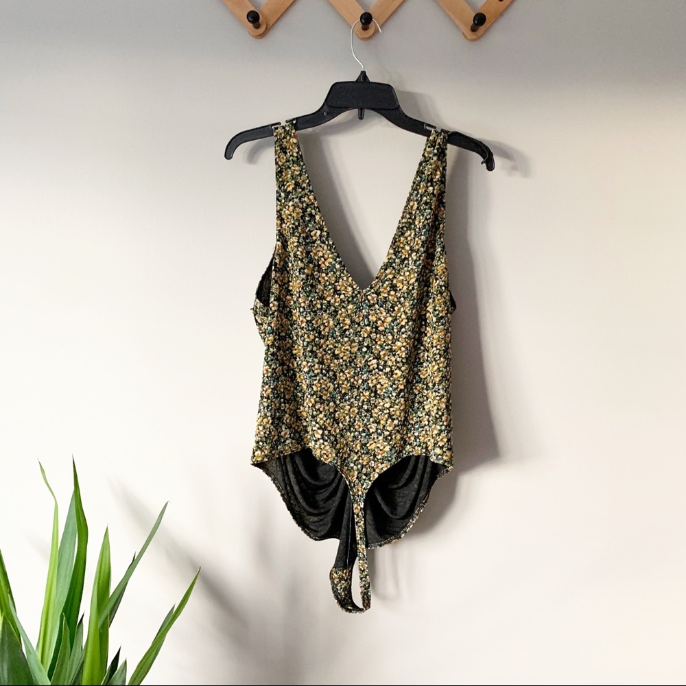 LEITH Ruched Sleeveless Floral Tank Top Mesh Bodysuit | 3X - Picture 3 of 7